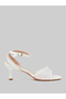 White Polka Dot Mesh Mid Heel Sandals