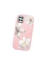 Samsung Galaxy M12 Compatible Case Camera Protector Pink Silicone Couple Phone Case with Floral Pattern - 3