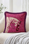 Horse Head Figured Floral Motif Fringed Throw Pillow Cover - Vintage Decorative Pillowcase