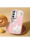 Samsung Galaxy A35 Compatible Case Camera Protector Pink Silicone Couple Phone Case with Floral Pattern - 2