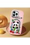 iPhone 13 Pro Max Compatible Case with Camera Protection Pink Silicone Couple Phone Case with Panda Pattern - 2