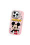 iPhone 16 Pro Compatible Case with Camera Protection Pink Silicone Couple Phone Case with Character Pattern - 3