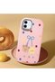 iPhone 11 Compatible Case Camera Protector Pink Silicone Couple Phone Case with Bear Pattern - 2