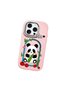 iPhone 16 Pro Compatible Case with Camera Protector Pink Silicone Couple Phone Case with Panda Pattern - 3