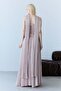 Powder Strapless Crystal Stone Embroidered Draped Shawl Detailed Long Evening Dress - 7