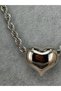 Women's Silver Color Twisted Chain Curved Heart Figured Necklace Modern Minimal Stylish Neck Chain - 2