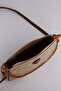 Small Size Baguette Design Women's Shoulder Bag with Chain and Logo Detail in Khaki - 4