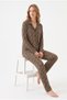Women's Seasonal Suede Long Sleeve Leopard Pajama Set - 2