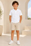 Children's Unisex White Short Sleeve Polo Collar T-Shirt 100% Cotton Lakos Fabric