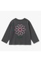 Girl's Long Sleeve T-Shirt with Floral Embroidery on the Back - 2