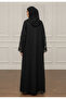 Textured Organza Abaya |Organza & Crepe Mix - 4