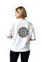 Women's Oversize Mandala Flower Pattern Printed Short Sleeve Relaxed Cut T-Shirt 100% Cotton Casual Modern