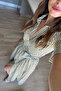 Green and White Striped Belted Shirt Dress - 4