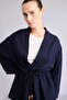 Relax Fit V-Neck Linen Blend Long Sleeve Safari Shirt F6151Ax26Sm - 3
