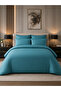 Striped Aqua Green Satin Double Duvet Cover Set
