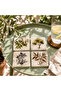 Travertine Single Coaster with Olive Oil Patterned Wooden Box - 2