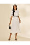 Women Cream Embellished Midi Dress