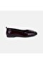Women's Burgundy Crocodile Printed Square Toe Leather Ballerinas - 2