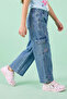 Hello Kitty Embroidered Cargo Jeans with Button Closure - 3