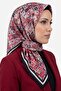 Women's Black Pink Geometric Patterned Stitched Writing Cotton Casual Scarf