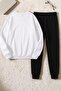 Unisex Ring Heart Design Printed Crew Neck Sweatshirt - 2-Piece Tracksuit Set - 2