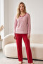 Powder Patterned Buttoned Cotton Lycra Knitted Pajama Set26240309 - 2