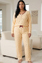 Yellow Patterned Buttoned Cotton Lycra Large Size Oversized Knitted Pajama Set26240876 - 2