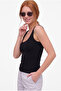 Women's Black Scoop Neck Full Length Double Layer Modal Cotton Strap Basic Bodysuit - 3