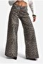 جينز نسائي من نوع Leopard 1w6-26 Palazzo Fit بنمط خاص من قماش الدنيم