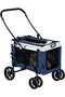 2-in-1 foldable pet stroller with storage basket and safety belt (blue)