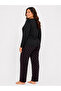 Plus Size Women's Seasonal Long Sleeve Awesome Black Pajama Set - 3