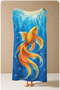Japanese-Inspired Orange Koi Fish Patterned 70X150 Beach Towel - Digital Printed Fade-Resistant Bath Towel - 4