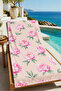 Romantic Powder Pink Peony Floral Botanical Patterned 70X150 Beach Towel - Cotton Bath Towel - 5