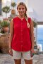 Narçiçeği Hakim Collar Sleeveless Buttoned Embroidered Casual Cotton Woven Blouse 70 60 - 7
