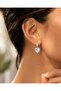 Luxury Vip Silver Color White Heart Flower Figured Dangle Hoop Earrings |   Elegant Special Design - 4