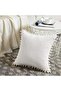 Pack of 2 Boho Decorative Throw Pillow Covers with Pom-poms, Soft Corduroy Accent Solid S - 2