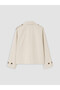 Ecru High Collar Double Breasted Women's Trench Coat - 3