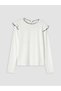 Ruffle Detailed Crew Neck Girls' T-Shirt (W6)