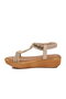 Beige Rubber Band Soft Comfortable Thick Sole Stone Detailed Women's Sandals B181 Z - 2