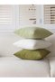 A set of three decorative chenille sofa cushion covers, soft and comfortable, suitable for living rooms and bedrooms, white + blue + gray, 50*50 cm. - 2