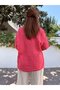 Italian Cotton - Linen Textured Blouse with Pendant Pink - 3