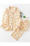 codcm Womens Cotton Pajama Set Long Sleeve Button Down Shirt and Lounge Pants 2 Piece Cute Pj Sets - 2