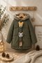 New Season Cute Fox Figure Detailed, Fleece Inner Lining, Foil Hooded Quilted Winter Children's Coat-Coat
