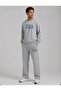 Run Printed Men's Tube-Cut Crewneck Bottom/Upper Track Suit Set