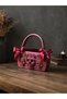 3D Printing Metallic Pink Color Design Women's Bag with 3 Skulls – Special Design Handbag with Ribbon Detail