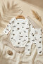 Safari Roar Patterned Baby Set - 100% Cotton Camisole Ribbed Long Sleeve Bodysuit and Pants Set - 2