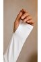 Women's Ecru Crew Neck Basic Blouse with Finger Loop Detail in Soft Elastane Fabric - 3