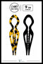 2 Pieces Drop Model Hairpin Hair Bun Clip Stick Clip Black Leopard 9 cm