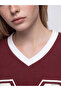 Two Mt Shop Quality Xside Burgundy Combed Cotton Printed Oversize Short Sleeve Women's T-Shirt - 4