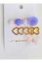 Set of 3 Buckles in Lila Color with Hearts, Metal and Butterfly Design - 3